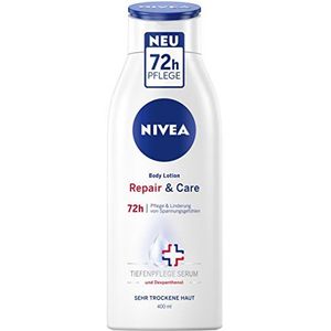 Nivea Repair & Care Body Lotion in 1-pack (1 x 400 ml), lichaamscrème voor 72 uur verzorging en verlichting van spanningsgevoelens, huidcrème met dexpanthenol