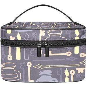 inkt en pen make-up organizer tas, reismake-up tas organizer case draagbare cosmetische tas voor vrouwen en meisjes toiletartikelen, Meerkleurig, 22.5x15x13.8cm/8.9x5.9x5.4in