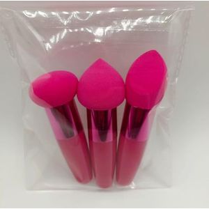 3 stks/set Cosmetische Bladerdeeg Foundation Poeder Make-Up Borstel Vrouwen Gezicht BB Cream Concealer Applicator Professionele Beauty Make Up Gereedschap (Color : Rose Red)