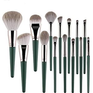 MQPALZKD 14 stks Green Cloud Make-up Borstel Set Losse Poeder Blush Foundation Oogschaduw Borstels Complete Set