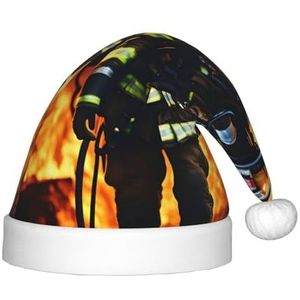 OdDdot Brandweerman Brandweerman Vlam print Pluche Kerstman Hoeden, Kerst Kerstman Hoed, Xmas Hoed voor Kinderen Jaar Kinderen Kerstfeest Gunsten