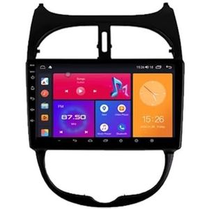 Android 13 Autoradio 9 inch Touch scherm dubbele Din auto stereo voor Peugeot 206 1998-2012 met Bluetooth/FM radio/wifi/USB/stuurwielbediening/GPS(8 Core 8+256G)