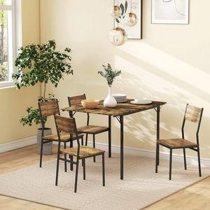 HOMCOM Eettafel, inklapbaar, keukentafel, uittrekbaar, met 2 kleppen, industriële stijl, rechthoekig, voor kleine ruimtes, klaptafel voor 2-4 personen, rustiek bruin