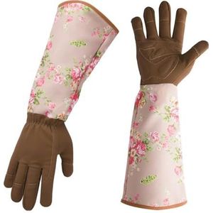 Rose Snoeihandschoenen For Mannen En Vrouwen Lange Doornbestendige Tuinhandschoenen Ademende Lederen Handschoen Beste Tuincadeau (Color : Coffee)