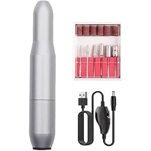 Elektrische nagelvijl, elektrische nagelboor elektrische nagelboormachine 20000 tpm manicure machineset professionele nagelvijl bits molen voor manicure pedicure gereedschap (kleur: grijs USB-)