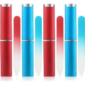 Zhangfang 4-delige set glazen mini-nagelvijlen met etui, dubbelzijdige kleine kristalvijlen, 2 mm dik, reisnagelvijlen, geschikt voor natuurlijke nagels