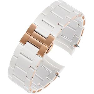 LUGEMA Rubber Horlogeband Siliconen Polsband Armband Rose Gouden Gesp Compatibel Met Armani AR5905 AR5906 AR5919 AR5920 20 23mm Horlogeband Band (Color : White-Rose, Size : 23mm)