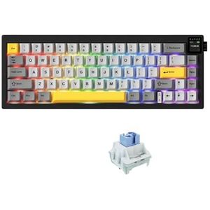 QPSJXN Wifi-mechanisch toetsenbord met DRIE Modi Hot Swappable RGB DIY scherm AK650(FY Black Gray)