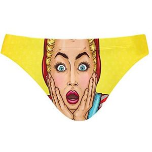 FANTAZIO Pop Art Verrast Huisvrouw Mens Sexy Bikini Badmode Zachte Badpak Mannen Korte