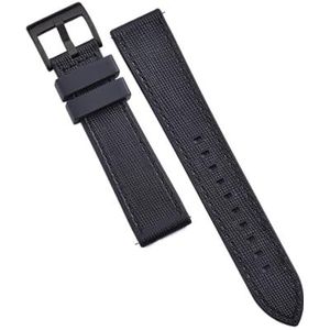 INEOUT Fluor Rubber Lederen Horlogeband 20mm 22mm Hybride FKM Horlogeband Quick Release Polsband For Heren Duikhorloge (Color : Black-Black 2, Size : 20mm)