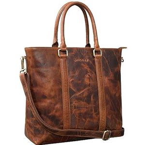 STILORD 'Jara' Grote Lederen Business Bag Dames Vintage Handtas Schoudertas Aktetas Vrouwen Echte Leer Laptoptas Reizen Vrije Tijd Tas Vrouw Shopper, Kleur:kara - cognac