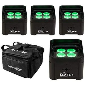 4x Eurolite LED TL-4 Uplighter Muur Wasmachine 4 x 8 W RGBW+UV Disco DJ Uplighter Pakket