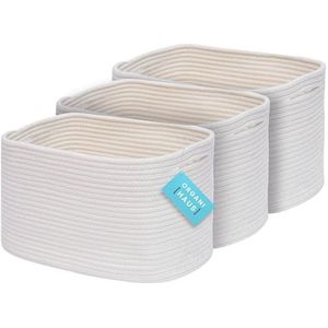 OrganiHaus 3 witte katoenen manden - Pastel opbergset voor badkamer