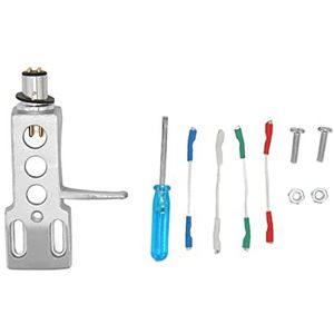 Draaitafel Headshell, Stylushouder Fonograafkop Stylushouder Universele LP Draaitafel Phono Headshell Mount Vervanging met 4 Geleidingsdraden(Zilver)