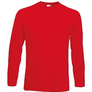 Fruit Of The Loom Valueweight T-shirt met lange mouwen voor heren, Rood, M