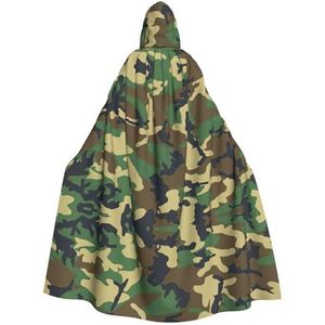 FRGMNT Groene militaire camouflageprint damesmantel met capuchon, carnaval cape, volwassenen mantel cape met capuchon, voor Halloween cosplay kostuums