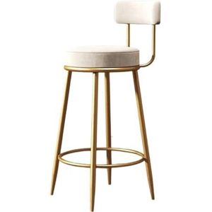 Barkruk Hoge Krukken Barstoelen Set Van 2 Barkrukken Met Rugleuning Stof Fluweel Barkruk Metalen Poten Voor Bar Keuken Thuis Bar Stoelen Barkrukken (Color : White, Size : Sitting Height 65cm)