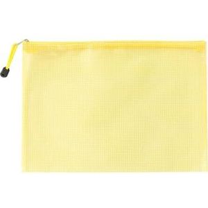 Mesh Rits File Bag Mesh Rits Pouch Waterdichte Plastic Document Pouch Multifunctioneel voor Reizen Opslag Kantoorapparaten Thuis Organiseer Tassen voor School, Kantoor, Thuis (Geel, B6 (13,5 CMX19,5