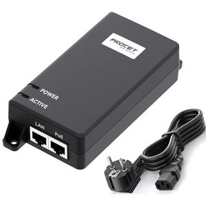 Procet 10G 10 Gbps Power-over-Ethernet actieve PoE-Injector-Midspan 60W 55V, CE/UL-certificaat, voor een nieuwe reeks toepassingen, waaronder 802.11ax-toegangspunten, WiFi 6-PSE104GB-60-10
