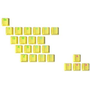 Ranked Rubberen Toetsenset | Dubbel Schot Doorschijnend | OEM-Profiel voor Mechanisch Gaming Toetsenbord (Geel, 23 Toetsen)