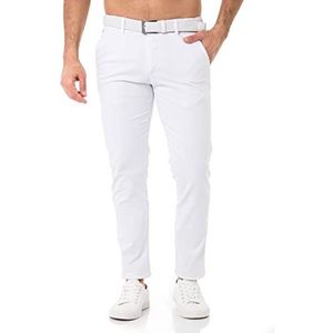 Redbridge Broeken voor heren, chino-broek, vrijetijdsbroek met riem, casual business pants, wit, 32W / 34L