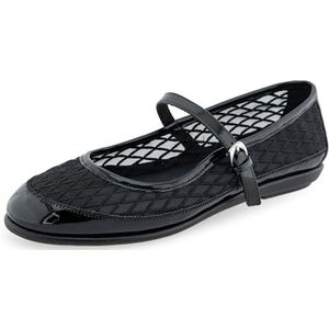 Aerosoles Baylee Mary Jane Flat voor dames, Zwart Mesh Stof Kunstleer, 8 UK Wide