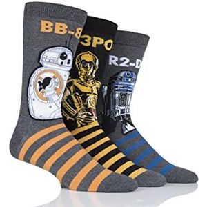 SockShop Star Wars R2-D2, C-3PO en BB-8 Droids katoenen sokken voor heren, verpakking van 3 paar, gesorteerd, 40-45 EU