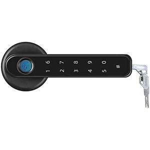 Slim slot Bluetooth-compatibel elektronisch deurslot met 2 sleutels Deurknoppen Slot Keyless Entry Vingerafdruk Veiligheidshendelslot for slaapkamer(Black No Tuya)