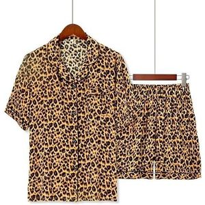 Women'S Printed Trousers Women Summer 3Xl Short Sleeve Leopard Print Ladies Pajamas Suit Plus Size Sleepwear Loose-Xxl