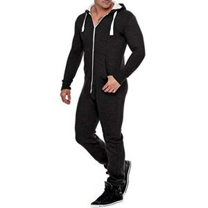 Onesie - Zwart - Eendelige Overall met Capuchon - Fleece Pyjama voor Mannen