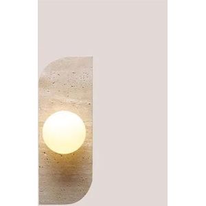 Wandlamp Natuurlijke Marmeren Stenen Wandlamp Wit Glas G4 Lamp Voor Trappen Gangpad Gang Salon Slaapkamer Binnenverlichting Wandlampen Op Batterij (Color : Cool White(5500-7000K), Size : A)
