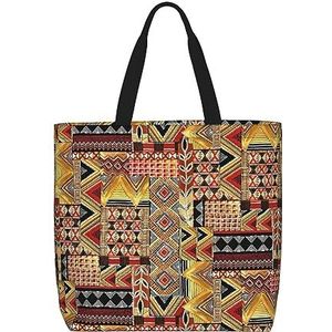 FRGMNT Amerikaanse Vlag Patchwork Print Tote Bag Voor Vrouwen, Casual Rits Tote Mode Schouder Handtas Hobo Tas Met Zakken, Afrikaans Textiel Patchwork, Eén maat