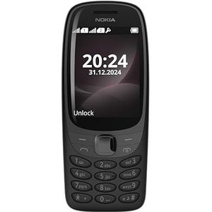 Nokia 6310 2024 Zwart, mobiele telefoon 2G, Dual SIM, iconisch design, 2,8 inch display, VGA-camera, lange batterij, uitbreidbaar geheugen, Bluetooth 5.0, draadloze FM-radio