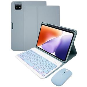 Toetsenbordhoes voor Xiaomi Pad 7/7 Pro 11.2"" 2024, Afneembaar Draadloos Toetsenbord met Achtergrondverlichting En Magnetische Beschermhoes, Muis,Blauw