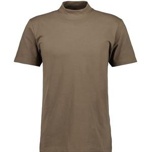 RAGMAN - Shirt - Mokka - Hoog Gesloten Hals - Korte Mouwen - Regular Fit - Katoen