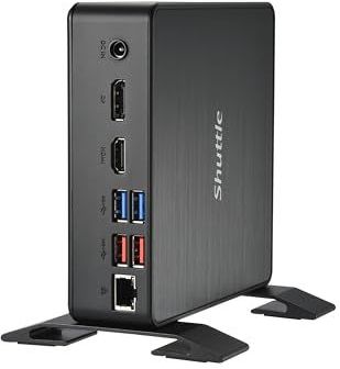 Shuttle Nano PC System NC4010BA, Intel Celeron 7305, Windows 11 Pro Entry, 4GB RAM, 128GB M.2 SSD, 1x HDMI, 1x DP,1xUSB-C/DP, 6x USB3.2, 1x 2.5" bay, 2x M.2, 1x LAN, incl. VESA & Stand