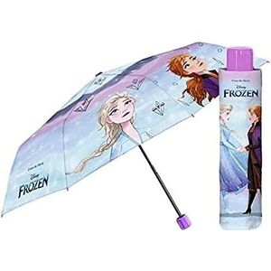 Paraplu voor meisjes, opvouwbaar, 50/8, handleiding, 3 delen, Frozen II, polyesterweefsel, winddicht, Perletti Kids, Kleur: zwart/bruin, único, casual