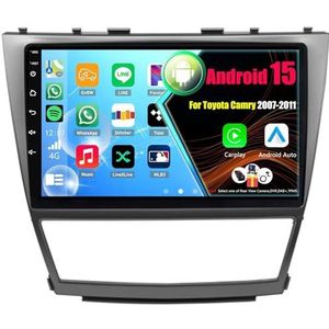 Android 15 Autoradio Voor Toyota Camry 2007-2011 met Draadloze Carplay Android Auto, 9 Inch Autoscherm Soporta Bluetooth WIFI GPS FM/RDS(8Core(8+128GB))
