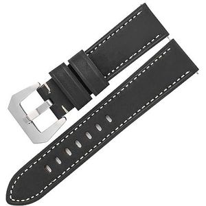 Retro Heren Lederen Horlogebanden 22 Mm 24 Mm Hoogwaardige Kwaliteit Lederen Polshorlogebanden Quick Release (Color : Black, Size : 22mm)