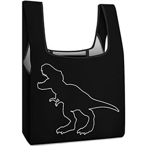 T-Rex dinosaurus herbruikbare boodschappentassen, opvouwbare boodschappentassen, grote opvouwbare draagtas met lange handgrepen