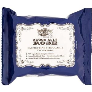 Acqua Alle Rose Make-up remover doekjes voor gezicht en ogen en lippen met ingrediënten van natuurlijke oorsprong zonder alcohol voor een schone, frisse huid, huidversteviging, dermatologisch getest,