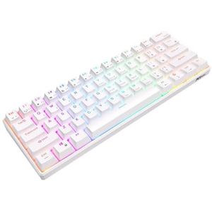QPSJXN RK61 Draadloos mechanisch toetsenbord, 60 procent, RGB backlit 61, bluetooth, USB 24G, schrijfmachine-stijl (Cherry White)