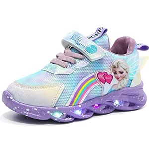 Elsa lichtgevende schoenen meisjes, kids schoenen sneakers licht knipperlicht running sportschoenen for meisjes geschenken 21-37 (Color : Purple, Size : 26 EU)