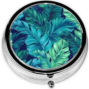 Tropische Palmbladeren Mini Medicijndoos Draagbare Pocket Geneeskunde Doos Reizen Pillendoos Pillencontainer Dagelijks Thuisgebruik