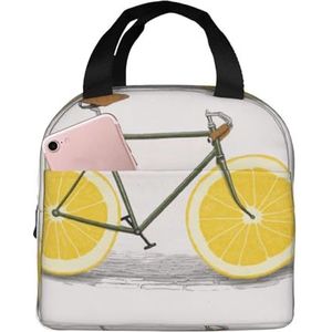 JYQCNSMJYB2 Oranje Fiets Print Licht Duurzame Tote Bag voor Kantoor Werk School Geïsoleerde Lunch Box voor Vrouwen en Mannen