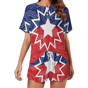 Juneteenth Paisley vlag mode 2 stuks dames pyjama sets korte mouw nachtkleding zachte loungewear stijl-31