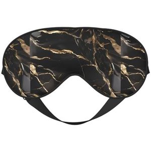Zwart Goud Marmer Unisex Elastische Verstelbare Gesp Ontwerp Verduisterende Slaap Oogmasker voor Thuis Reizen Yoga Kantoor Nap