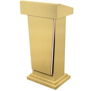 PA-DABAOO Metalen Conferentiepodium, Staande Kerkpreekstoel Met Drie Niveaus, Multifunctionele Preekstoel Voor Moderne Klaslokalen, Concerten, Bruiloften, Conferenties En Evenementen,Goud