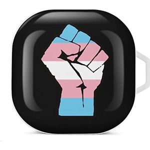 Verhoogde vuist transgender vlag oordopjes hoesje compatibel met Samsung hard shell beschermhoes wit stijl