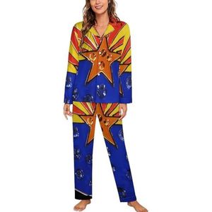 Arizona Vlag Water Drop Vrouwen Lange Mouw Button Down Nachtkleding Zachte Nachtkleding Lounge Pyjama Set S